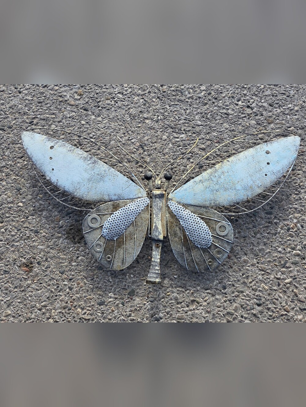Large 21" Handcrafted Mixed Media Butterfly - Rustic Metal & Wood Wall Art